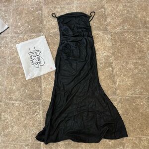 Sparkling Black Strapless Slip Dress - Unbranded